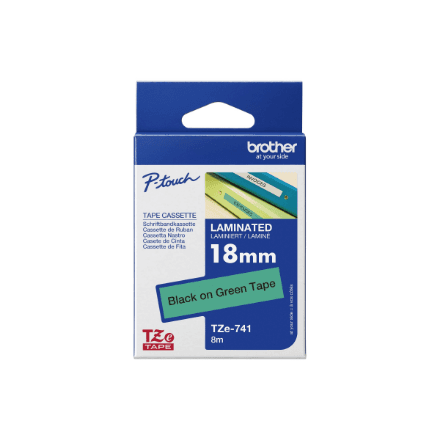 Brother TZ-E741, 18mm black on green tape | Brother – image 1