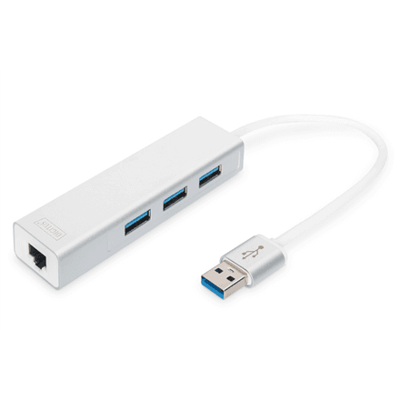 Digitus | 3-port USB Hub and Gigabit LAN adapter | DA-70250-1 | USB Hub – image 1