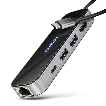 AXAGON USB-C 5Gbps GLASS 6in1 Hub | HMC-6GLN – nuotrauka 1