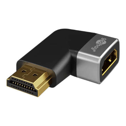 Goobay HDMI Angled Adapter 270° Horizontal, 8K @ 60 Hz, Gold-Plated, Black/Silver | 72012 – image 1